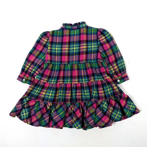 Ralph Lauren Dress Baby Girls Size 9m Pink Mixed Plaid Button Down Mock Neck - Picture 4 of 6